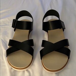 Time and Try Black Strappy Sandals